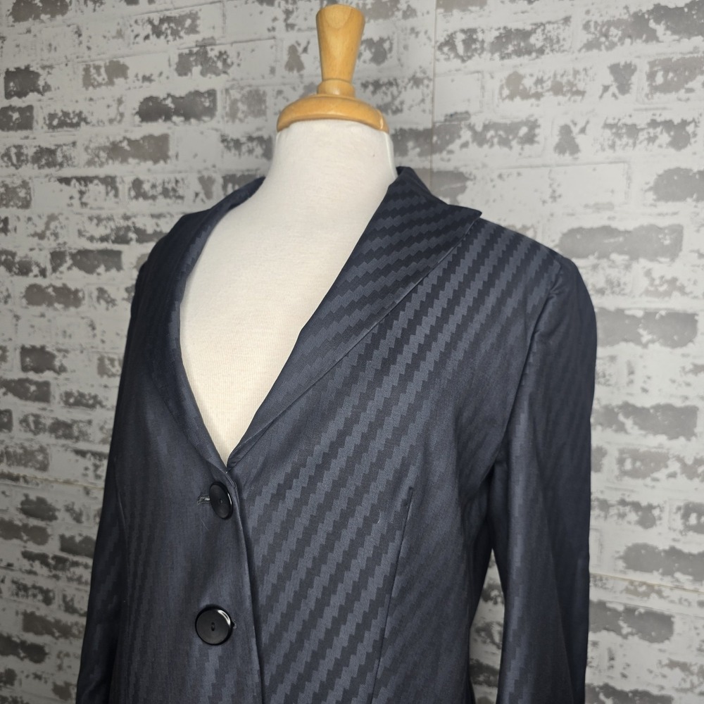 Zanella Blazer Womens 12 Gray Houndstooth 100% Wool Unstructured Made in Italy